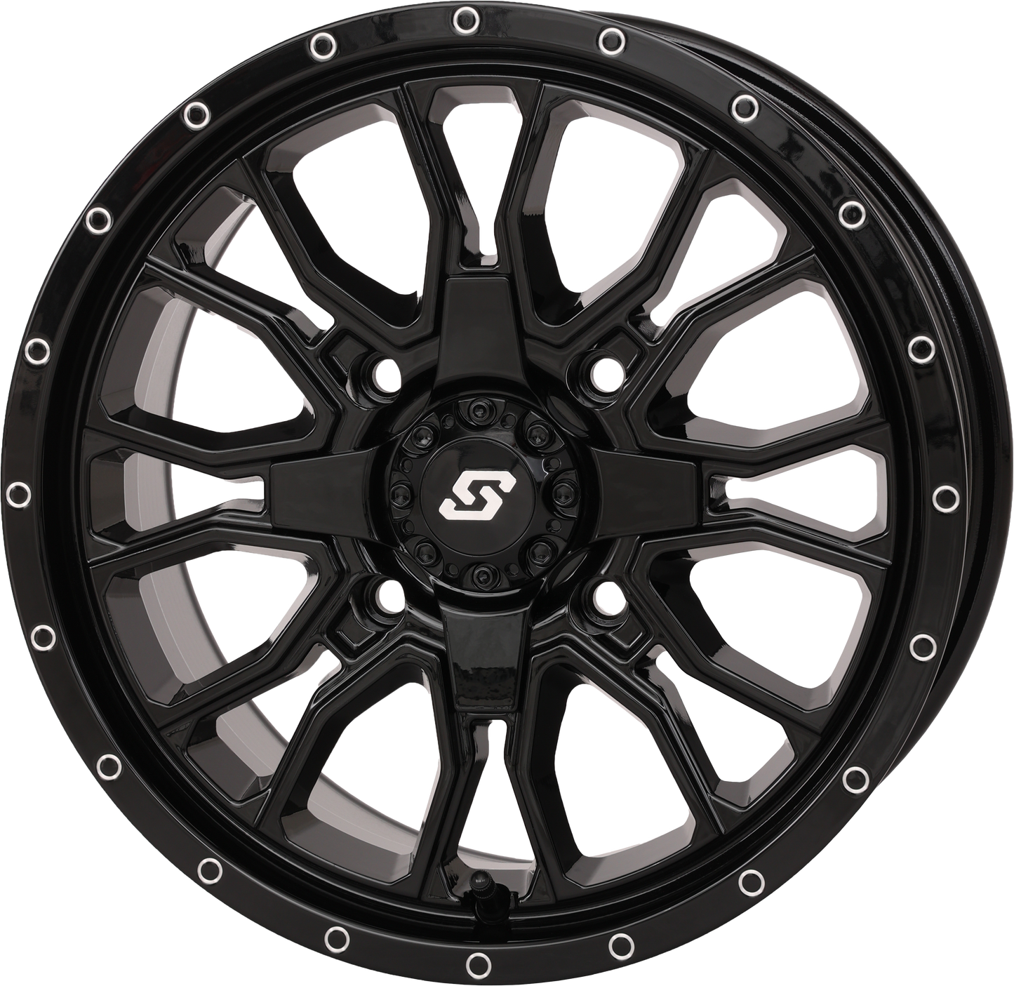 Sedona Fusion DD 15x7 gloss black wheel, model 570-9129, showcasing its stylish design and finish.