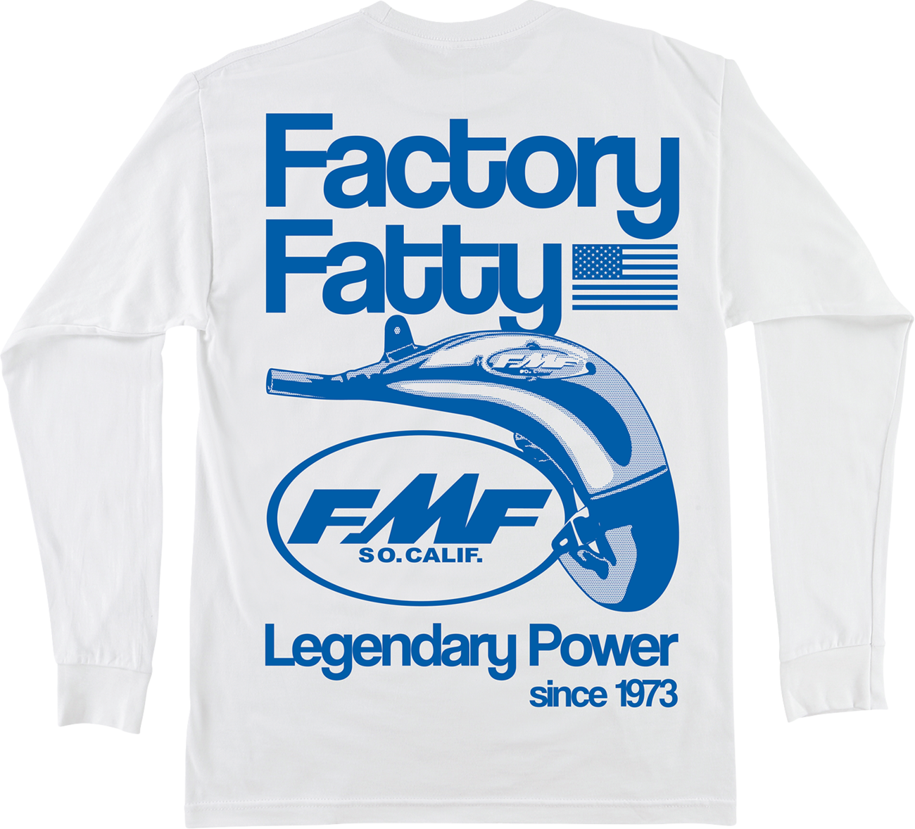 FMF Factory Fatty long-sleeve T-shirt in white, 2XL size, featuring the FMF logo and design on the front, casual style.