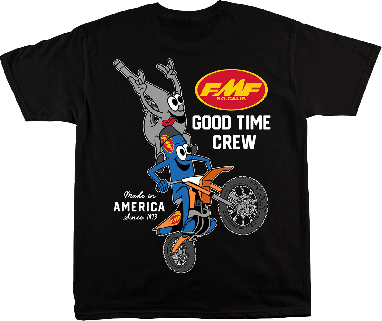 Black FMF Good Time Crew T-Shirt in Large, featuring a comfortable fit and classic crew neck design.