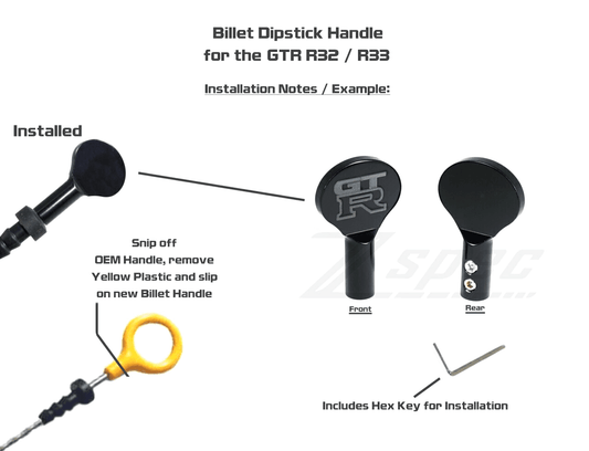 ZSPEC Dipstick Handle for Nissan GTR R32/R33 RB26, Billet, Black, w/ Hex Key - Howling Moto