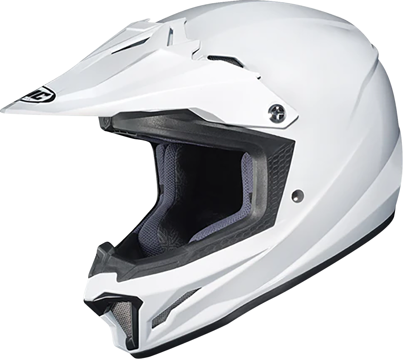 HJC CL-XY II helmet in solid white, small size, featuring a sleek aerodynamic design and secure strap fastening.