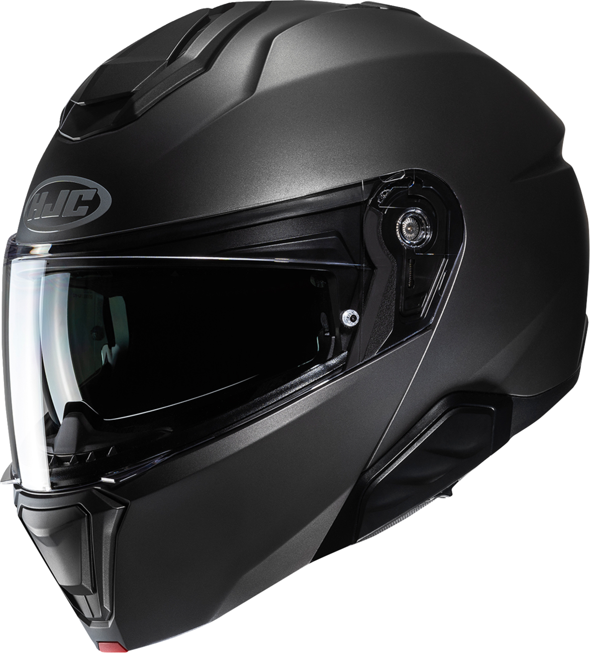 HJC i91 helmet in semi-flat titanium with sun visor and Bluetooth, shown in XS size with a sleek design.