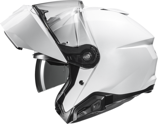 HJC i91 helmet in solid white, extra small size, featuring a sleek aerodynamic design and clear visor.