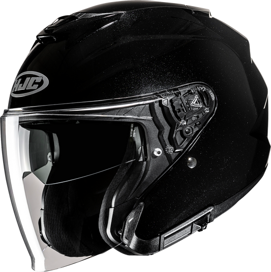 HJC i31 solid black motorcycle helmet in XS size with sleek matte finish, featuring aerodynamic design and secure strap