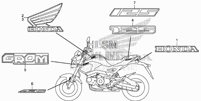 Honda Grom Wing Sticker 2017-2020 - OEM Decal Left & Right - Howling Moto