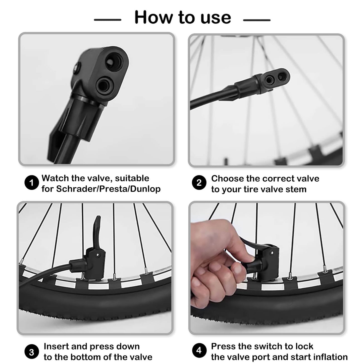 Hycline Basic-UP bicycle pump in black with pressure gauge, capable of 160 PSI (11 bar) for inflating bicycles.