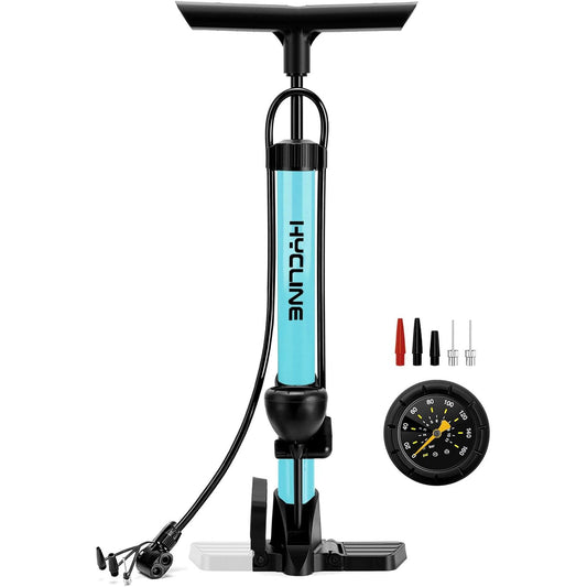 Black Hycline NT1 bike pump, a portable bicycle pump with a compact design for inflating bicycle tires.