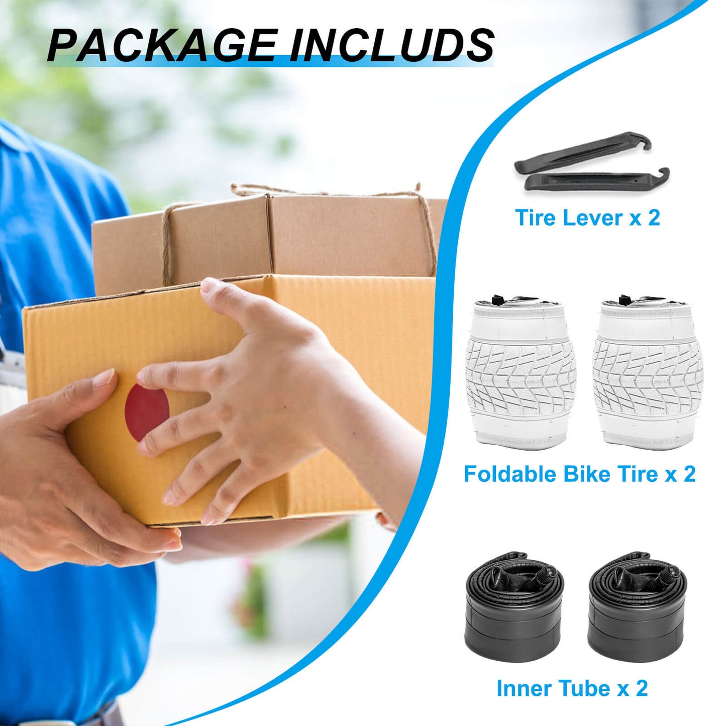 Hycline Colorwonder Pure White 16-inch bicycle tires with tubes, suitable for 16" and 20" bikes, in a 2-pack.