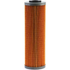 HIFLOFILTRO HiFlo oil filter for KTM HF-158 motorcycle, showing the cylindrical filter element with branding and sealing edge visible.