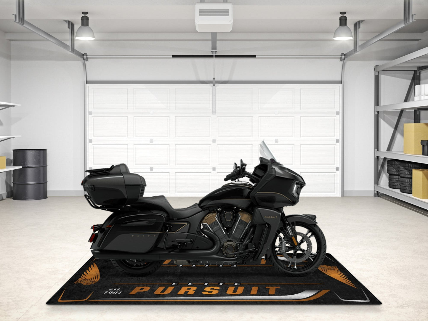 Designed Pit Mat for Indian Pursuit Elite Motorcycle - MM7340 - Howling Moto