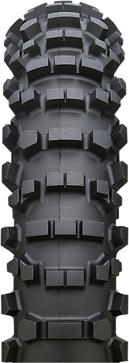 IRC iX-09 Gekkota rear tire 110/100-18 for trail and enduro racing, showing tread pattern on a mountain bike tire.
