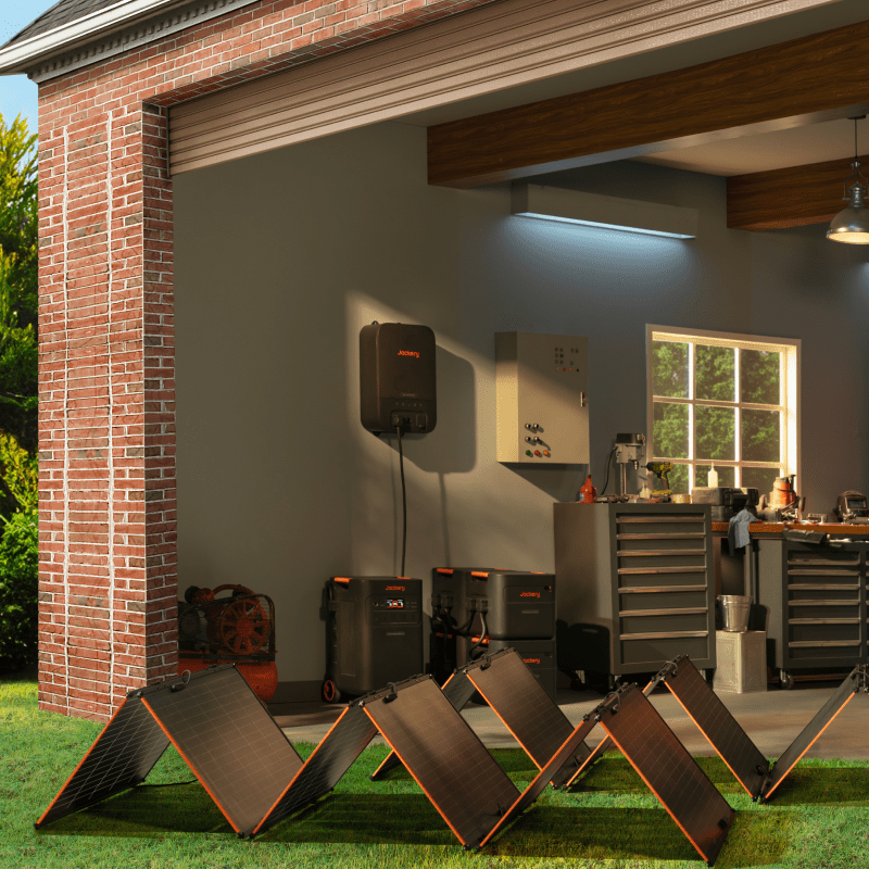 Refurbished Jackery Explorer 5000 Plus Double Kit with two portable power stations and solar panels for outdoor energy storage