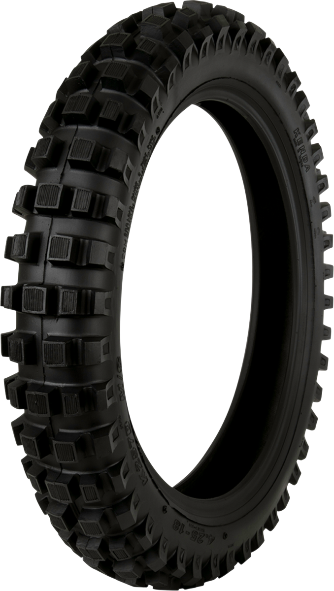 Kenda K257D Klassic rear motorcycle tire, 4.10-18 size, 63M load index, mounted on wheel for classic motorcycle riding.