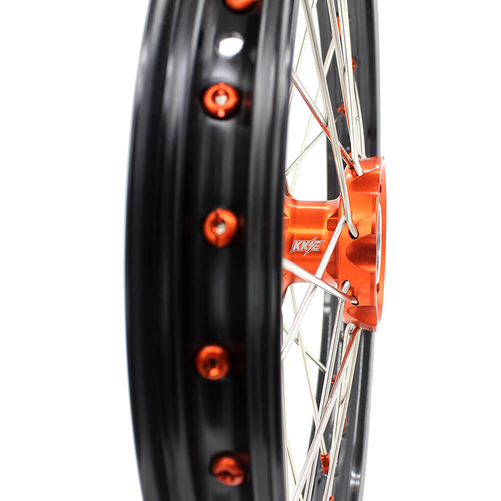 KKE 17"*1.4/14"*1.6 Kid's Big Wheels Rims Fit KTM SX 85 2003-2020 Orange Nipples - Howling Moto