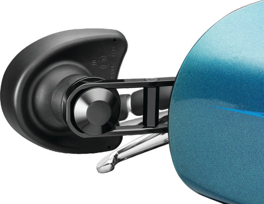 Kuryakyn Adjustable Drop Mirror Mounts for Harley Davidson Street Glide, showing the black metal mounts with adjustable arms and mounting hardware.