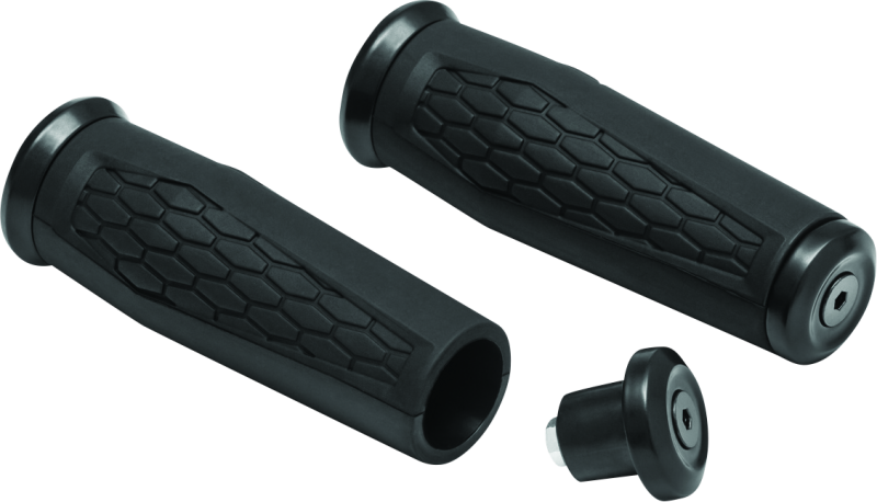 Kuryakyn Hex Grips 7/8 inch universal black ergonomic handlebar grips with cushioning for powersports vehicles