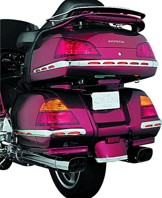 Kuryakyn LED trunk molding for 2001-2010 Honda GL1800 Gold Wing with chrome finish and red lens, motorcycle accessory.