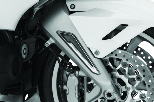 Chrome Kuryakyn Omni LED Fork Inserts for Honda Gold Wing 2018-2020, featuring sleek LED lighting for enhanced motorcycle style.