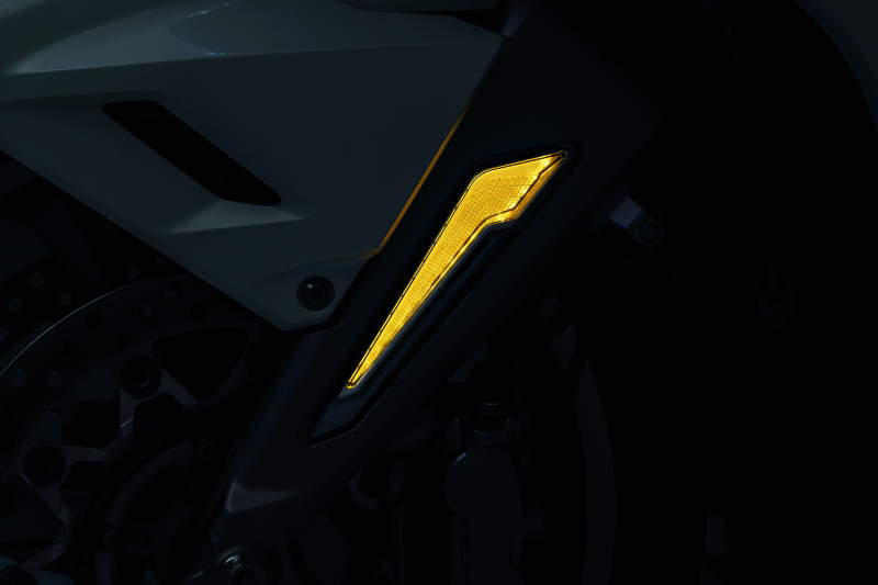 Chrome Kuryakyn Omni LED Fork Inserts for Honda Gold Wing 2018-2020, shown installed on motorcycle forks.