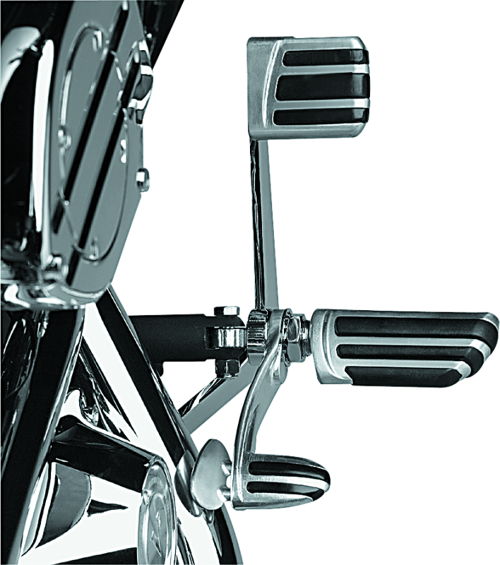 Chrome Kuryakyn Pilot Pegs with Stirrup Male Mount Adapter for motorcycle comfort and style.