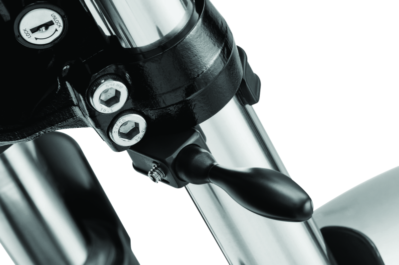 Kuryakyn Pipe Wrench Fork Mounts for 39mm to 49mm fork tubes with M8-1.25 threaded stud compatibility, shown mounted on motorcycle forks.