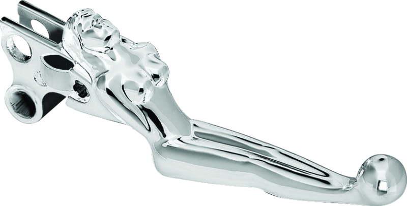 Chrome Kuryakyn Silhouette Levers for Harley Davidson models with cable controls, designed for 1996 and newer motorcycles.