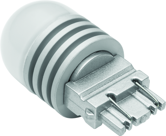 Kuryakyn Two Circuit White LED 3157 bulb for powersports vehicles showing the LED bulb with white casing and two circuit connectors