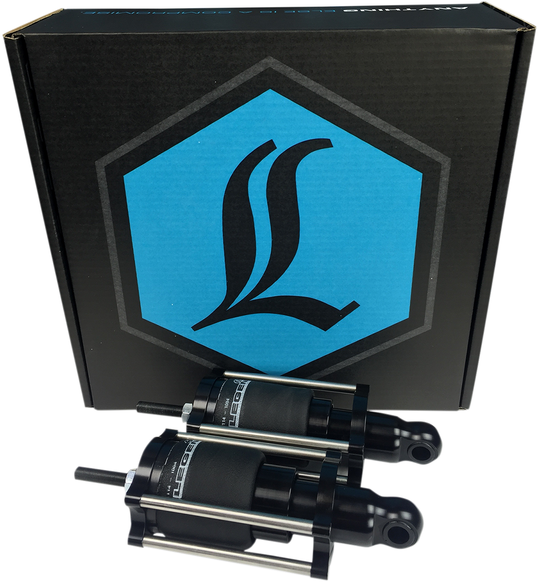 Legend Suspension AIR Softail air suspension system for Harley-Davidson models 2000-2017, featuring adjustable shock absorbers.