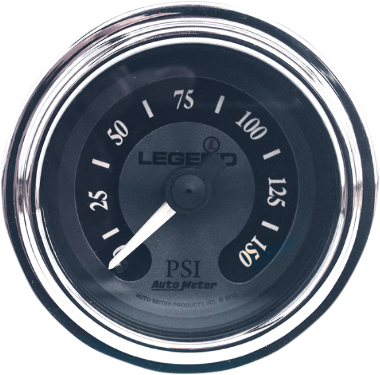 Legend Suspension titanium fairing-mounted LED backlit PSI gauge for motorcycles, displaying pressure readings clearly.