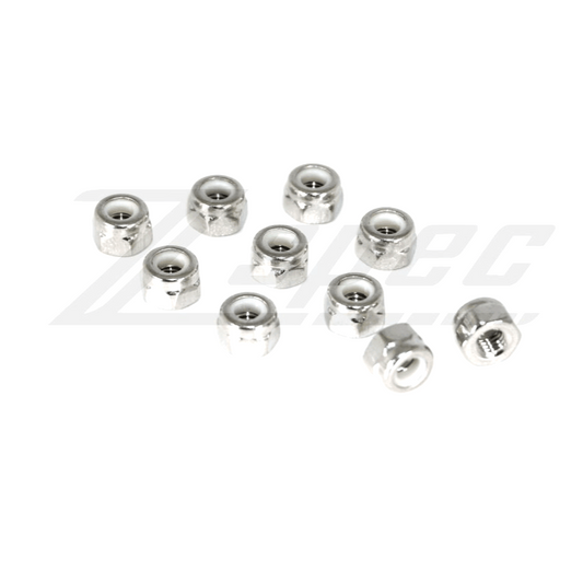 ZSPEC M5-0.8 Nylon Lock Nuts, Stainless SUS304, 10-Pack - Howling Moto