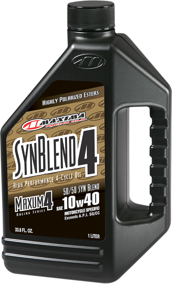 Maxima Racing Oil SynBlend 10W40 semi-synthetic engine oil bottle with label, 1-liter size, part number 34901B.