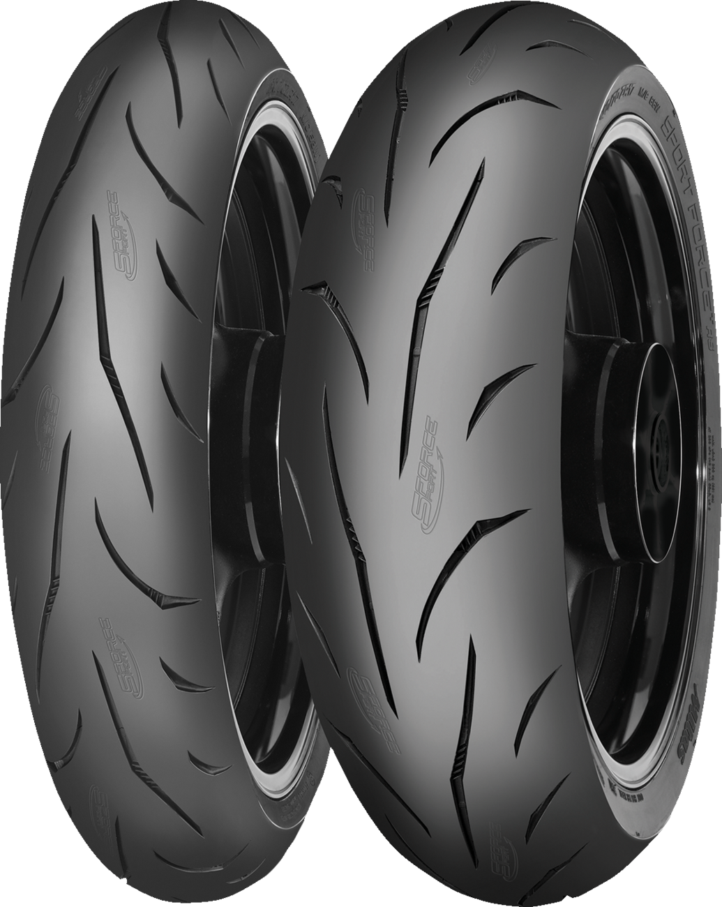 MITAS Sport Force+ RS rear motorcycle tire 150/60ZR17 designed for high-performance sport bikes with durable tread pattern.