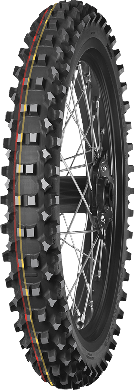 MITAS Terra Force-MX SM front tire 70/100-19 for off-road motocross racing, featuring rugged tread for dirt and trail riding.