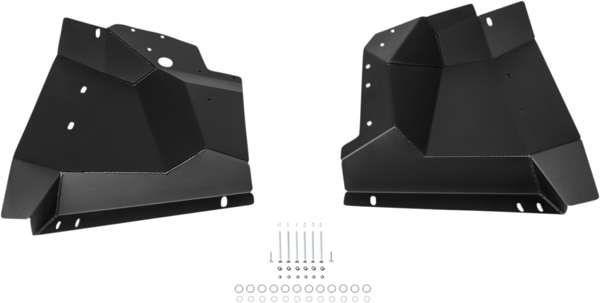Aluminum Moose Offroad Footwell Protector for off-road vehicle footwells, durable guard to prevent damage during rugged driving.