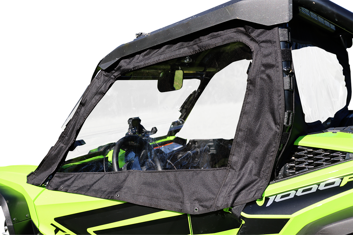 MOOSE OFFROAD Honda Talon 2019-2024 side enclosure, black weather-resistant material with mounting hardware for off-road protection.