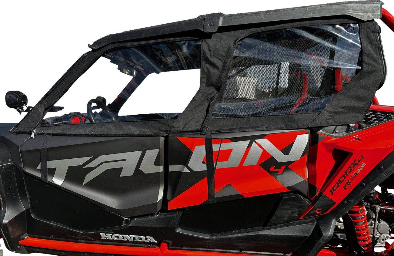 MOOSE OFFROAD Honda Talon 2020-2024 side enclosures in black, designed for off-road protection and fitting Honda Talon models.