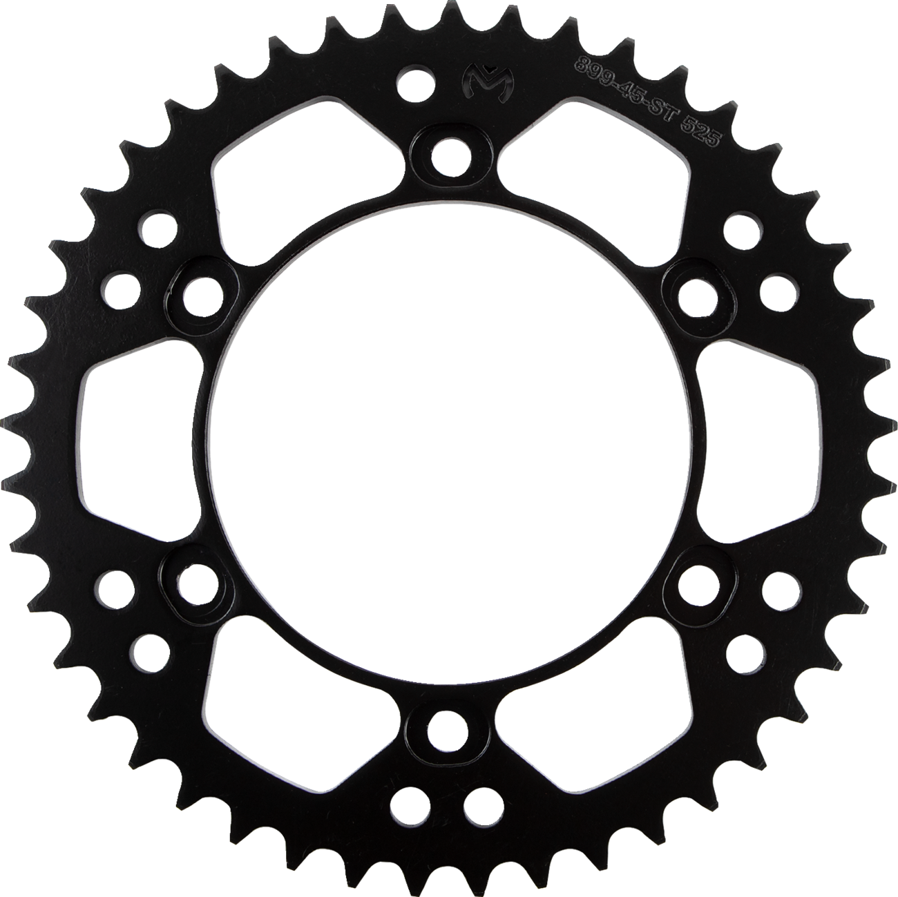 Moose Offroad steel rear sprocket for KTM, 45-tooth bike part with durable metal construction and mounting holes.
