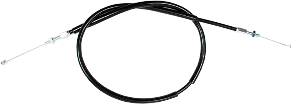 Motion Pro 02-0279 black vinyl throttle push cable for motorcycle and ATV, shown coiled with connectors visible.