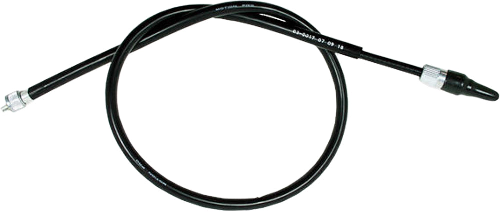 Black vinyl Speedo cable for motorcycles by MOTION PRO, model 03-0017, with flexible construction and durable fittings.