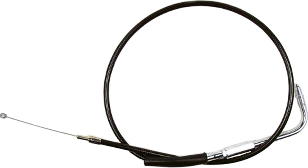 Motion Pro 06-0385 black vinyl motorcycle throttle cable for motorcycle control, showing close-up of cable and fittings