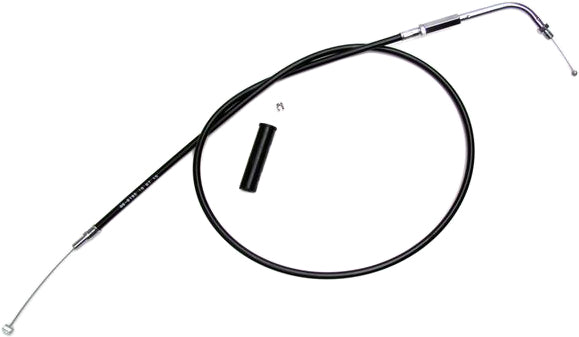 Motion Pro black vinyl throttle cable for motorcycles, designed for precise control and durability in the image.