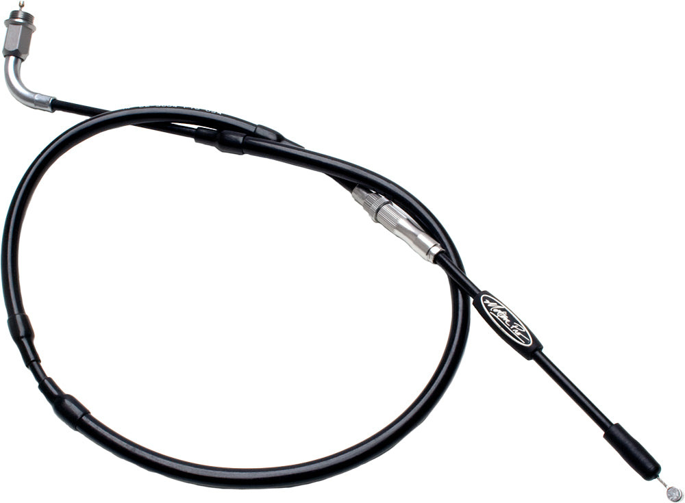 MOTION PRO T3 Slidelight Hot Start Cable for motorcycle clutch and throttle control, part #02-3004, shown attached to controls