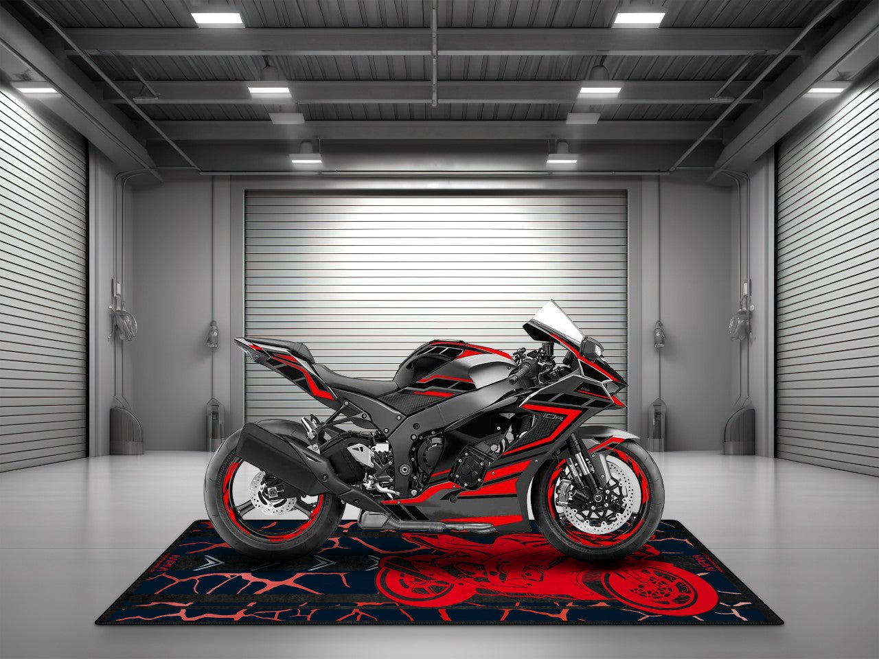 Motorcycle Mat for Kawasaki Motorcycle - U202 - Howling Moto