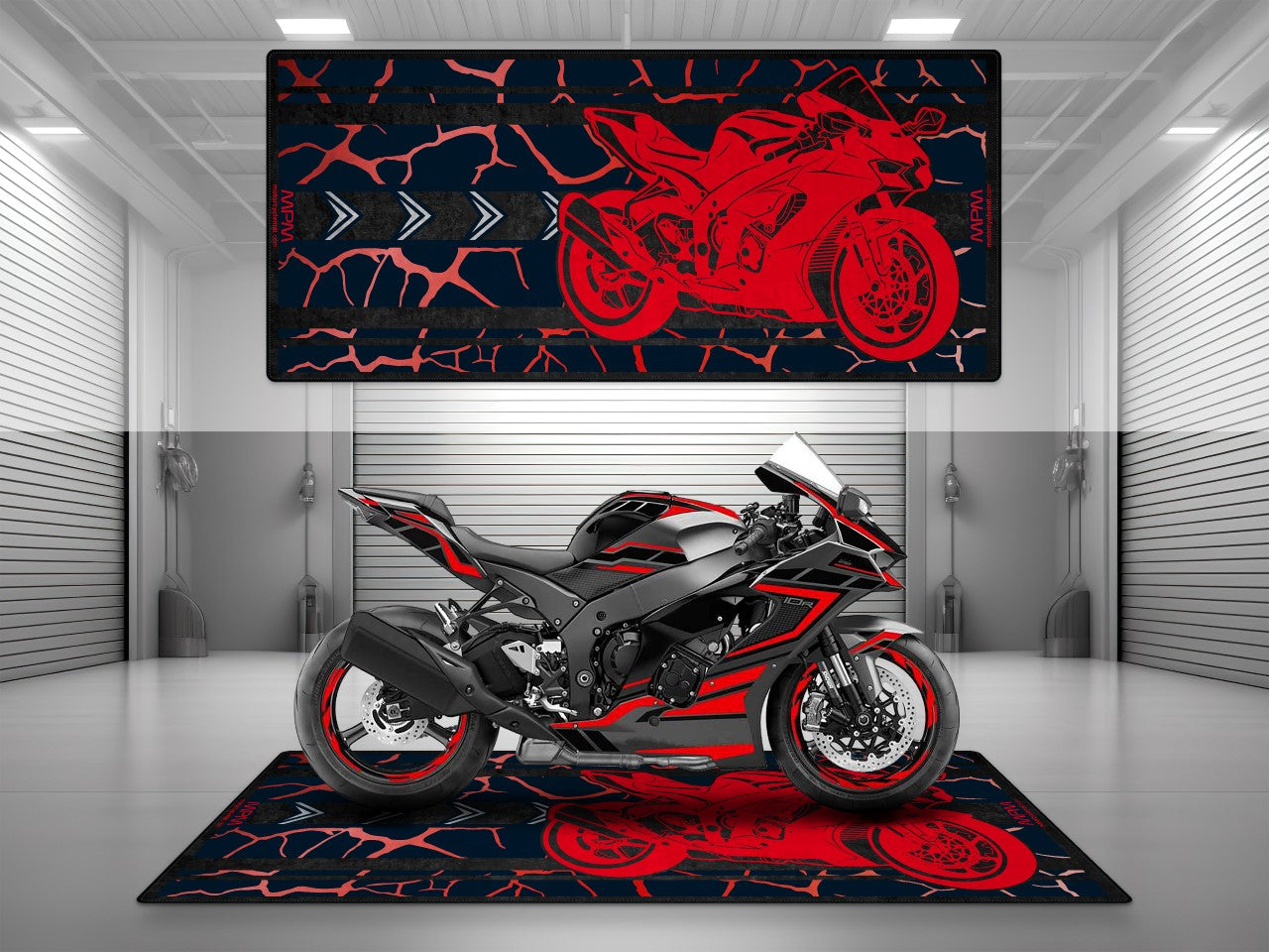 Motorcycle Mat for Kawasaki Motorcycle - U202 - Howling Moto