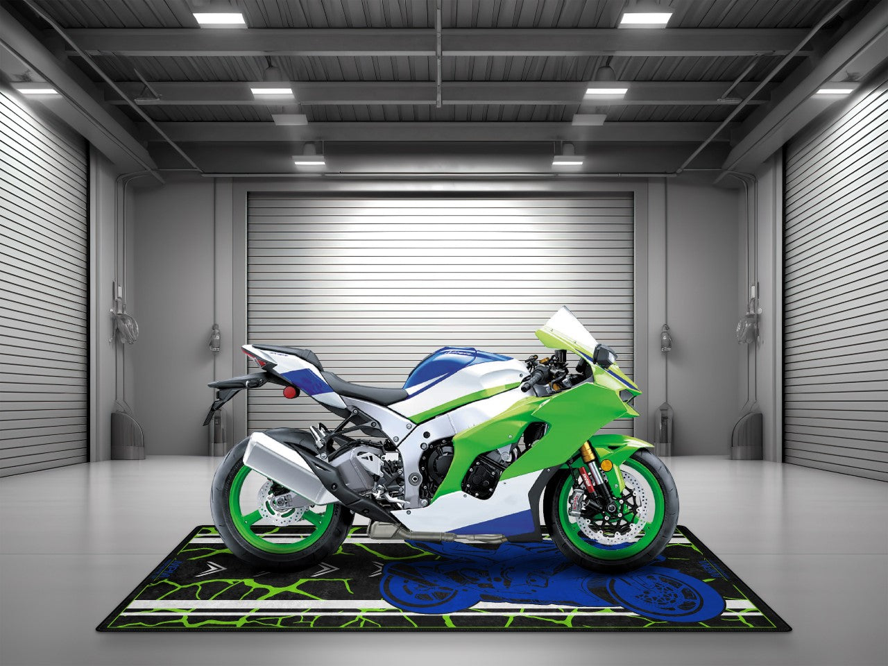 Motorcycle Mat for Kawasaki Motorcycle - U202 - Howling Moto