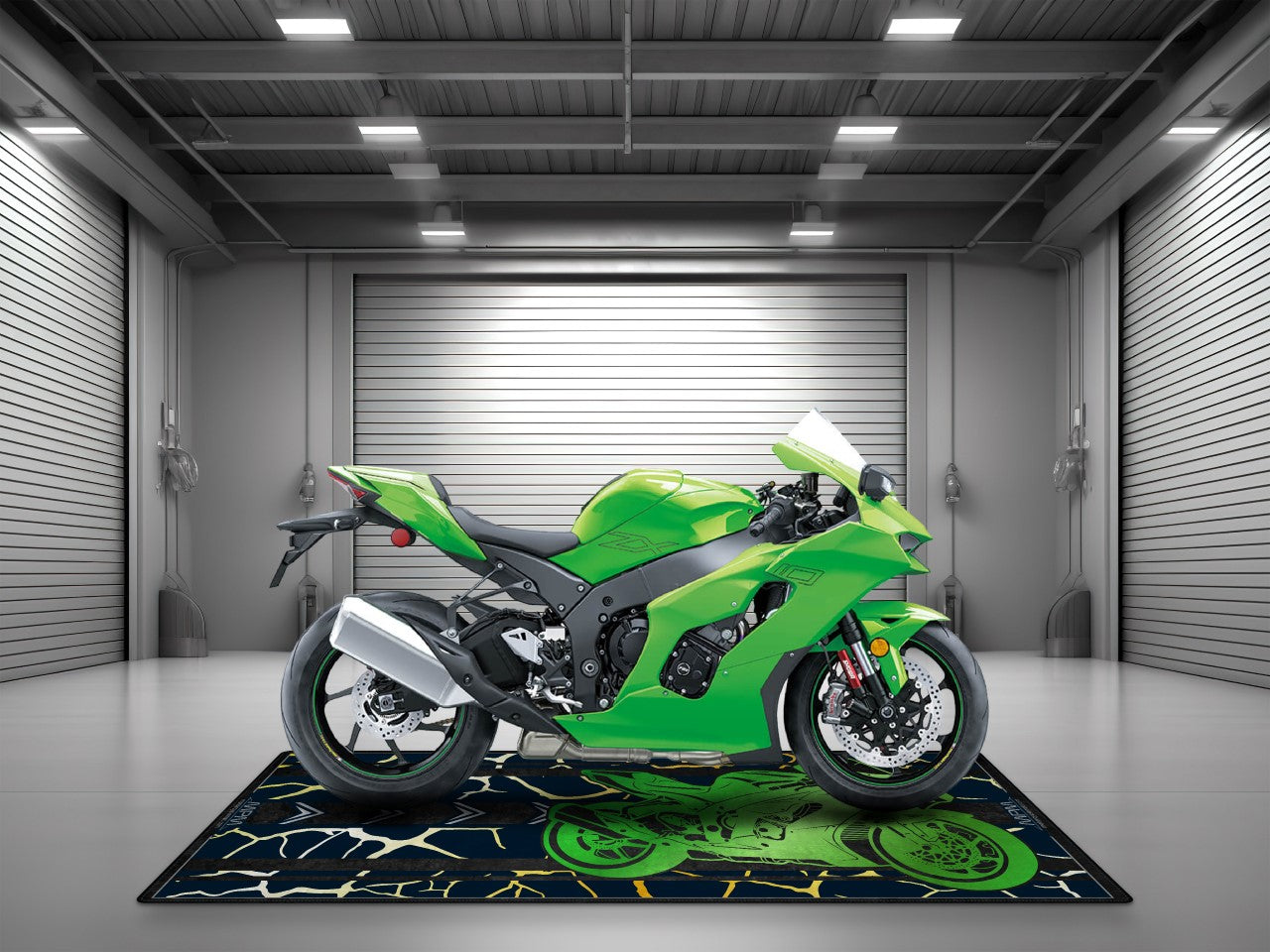 Motorcycle Mat for Kawasaki Motorcycle - U202 - Howling Moto