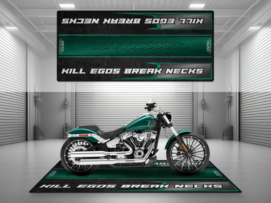 Motorcycle Mat for Cruiser Motorcycle "Kill Egos Break Necks" - MM7309 - Howling Moto