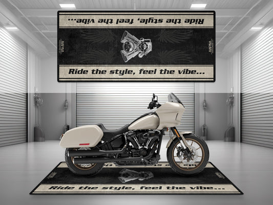 Motorcycle Mat for Cruiser Motorcycle "Ride The Style, Feel The Vibe" - MM7307 - Howling Moto