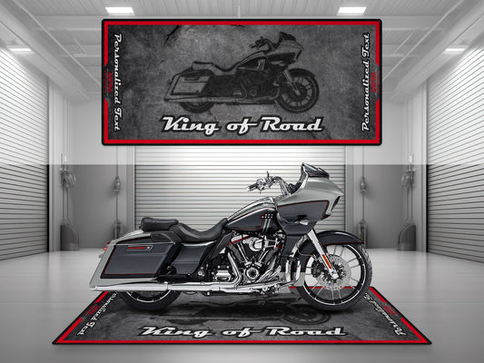 Motorcycle Mat Asphalt Design for Cruiser Motorcycle "King of Road" - MM7268 - Howling Moto