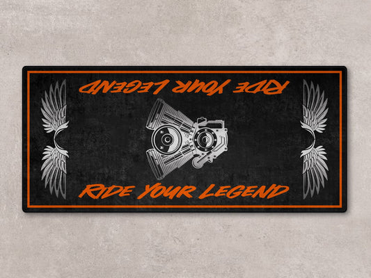 Motorcycle Mat For Cruiser Motorcycle "Ride Your Legend" - MM7303 - Howling Moto